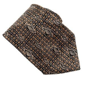 Pierre Balmain vintage 100% silk geometric print metallic tie necktie 4" w